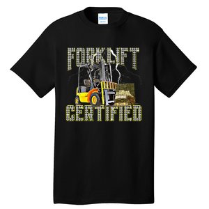 Retro Style Funny Forklift Operator Forklift Certified Tall T-Shirt