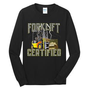 Retro Style Funny Forklift Operator Forklift Certified Tall Long Sleeve T-Shirt