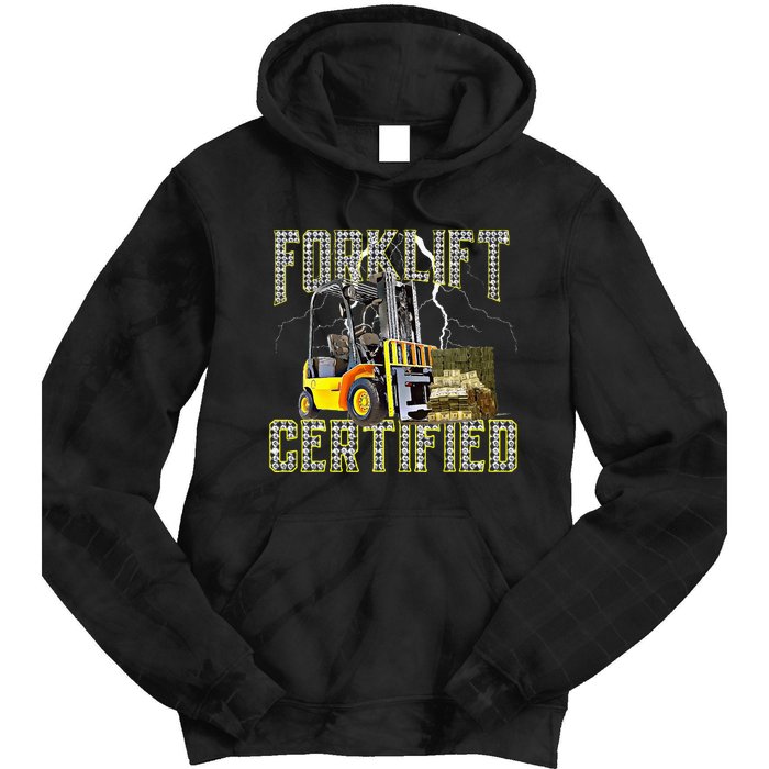 Retro Style Funny Forklift Operator Forklift Certified Tie Dye Hoodie