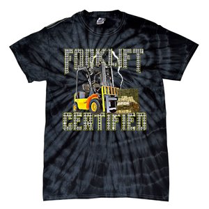 Retro Style Funny Forklift Operator Forklift Certified Tie-Dye T-Shirt