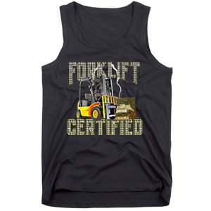 Retro Style Funny Forklift Operator Forklift Certified Tank Top