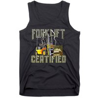 Retro Style Funny Forklift Operator Forklift Certified Tank Top