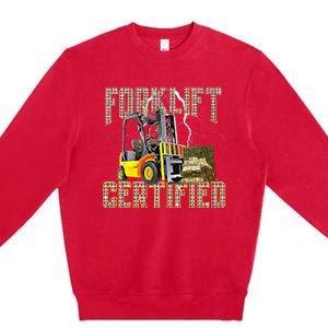 Retro Style Funny Forklift Operator Forklift Certified Premium Crewneck Sweatshirt