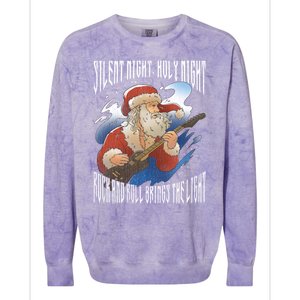 Rock Santa Guitar Guitarist Christmas Rock N Roll Great Gift Colorblast Crewneck Sweatshirt