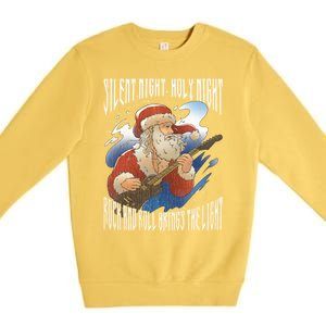 Rock Santa Guitar Guitarist Christmas Rock N Roll Great Gift Premium Crewneck Sweatshirt