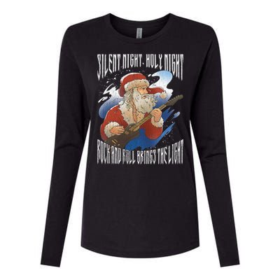 Rock Santa Guitar Guitarist Christmas Rock N Roll Great Gift Womens Cotton Relaxed Long Sleeve T-Shirt