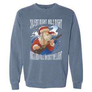 Rock Santa Guitar Guitarist Christmas Rock N Roll Great Gift Garment-Dyed Sweatshirt