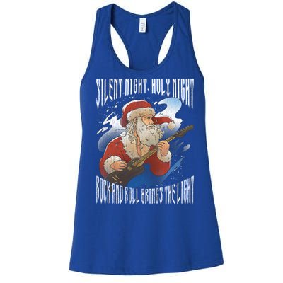 Rock Santa Guitar Guitarist Christmas Rock N Roll Great Gift Women's Racerback Tank