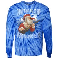 Rock Santa Guitar Guitarist Christmas Rock N Roll Great Gift Tie-Dye Long Sleeve Shirt