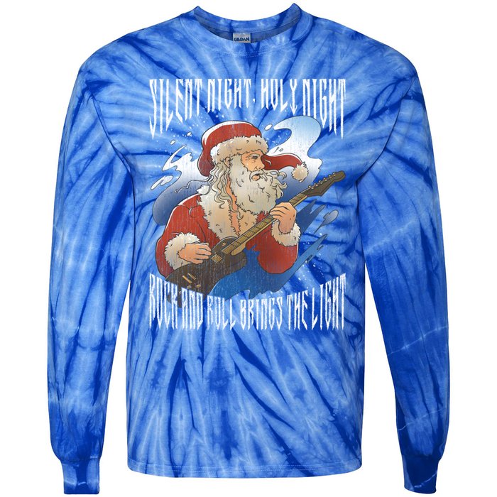 Rock Santa Guitar Guitarist Christmas Rock N Roll Great Gift Tie-Dye Long Sleeve Shirt