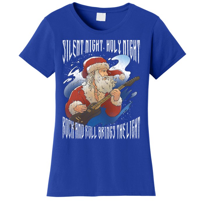 Rock Santa Guitar Guitarist Christmas Rock N Roll Great Gift Women's T-Shirt