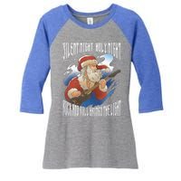 Rock Santa Guitar Guitarist Christmas Rock N Roll Great Gift Women's Tri-Blend 3/4-Sleeve Raglan Shirt