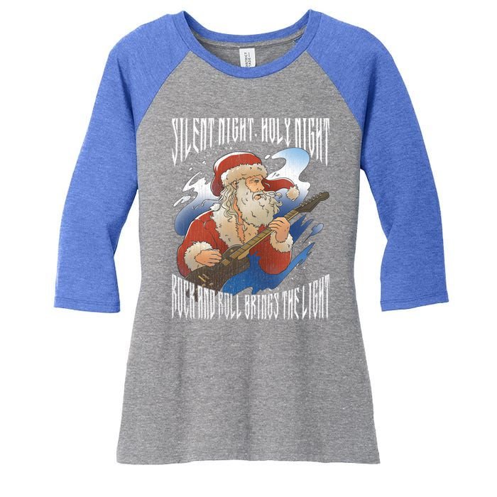 Rock Santa Guitar Guitarist Christmas Rock N Roll Great Gift Women's Tri-Blend 3/4-Sleeve Raglan Shirt