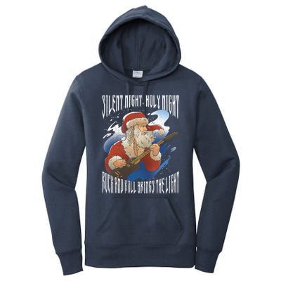 Rock Santa Guitar Guitarist Christmas Rock N Roll Great Gift Women's Pullover Hoodie