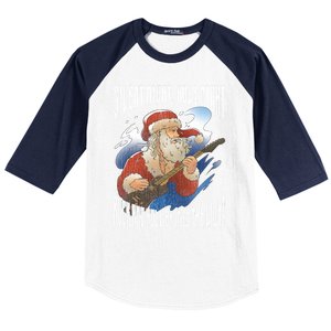 Rock Santa Guitar Guitarist Christmas Rock N Roll Great Gift Baseball Sleeve Shirt