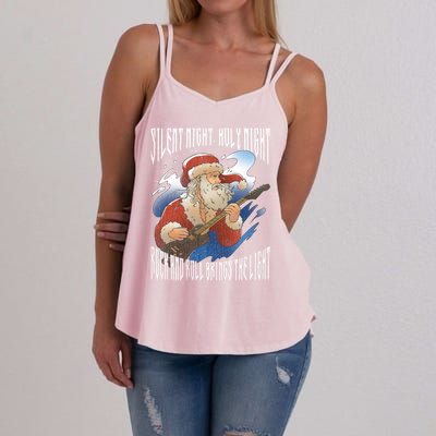 Rock Santa Guitar Guitarist Christmas Rock N Roll Great Gift Women's Strappy Tank