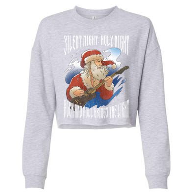 Rock Santa Guitar Guitarist Christmas Rock N Roll Great Gift Cropped Pullover Crew