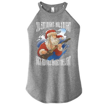 Rock Santa Guitar Guitarist Christmas Rock N Roll Great Gift Women's Perfect Tri Rocker Tank