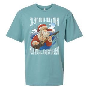 Rock Santa Guitar Guitarist Christmas Rock N Roll Great Gift Sueded Cloud Jersey T-Shirt