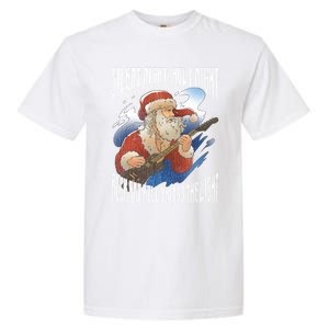 Rock Santa Guitar Guitarist Christmas Rock N Roll Great Gift Garment-Dyed Heavyweight T-Shirt