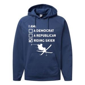 Riding Skier Gift Skiing Winter Sports Ski Mountains Skiing Meaningful Gift Performance Fleece Hoodie