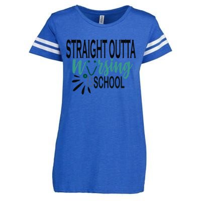 Rn School Graduation Funny Gift Straight Outta Nursing School Gift Enza Ladies Jersey Football T-Shirt