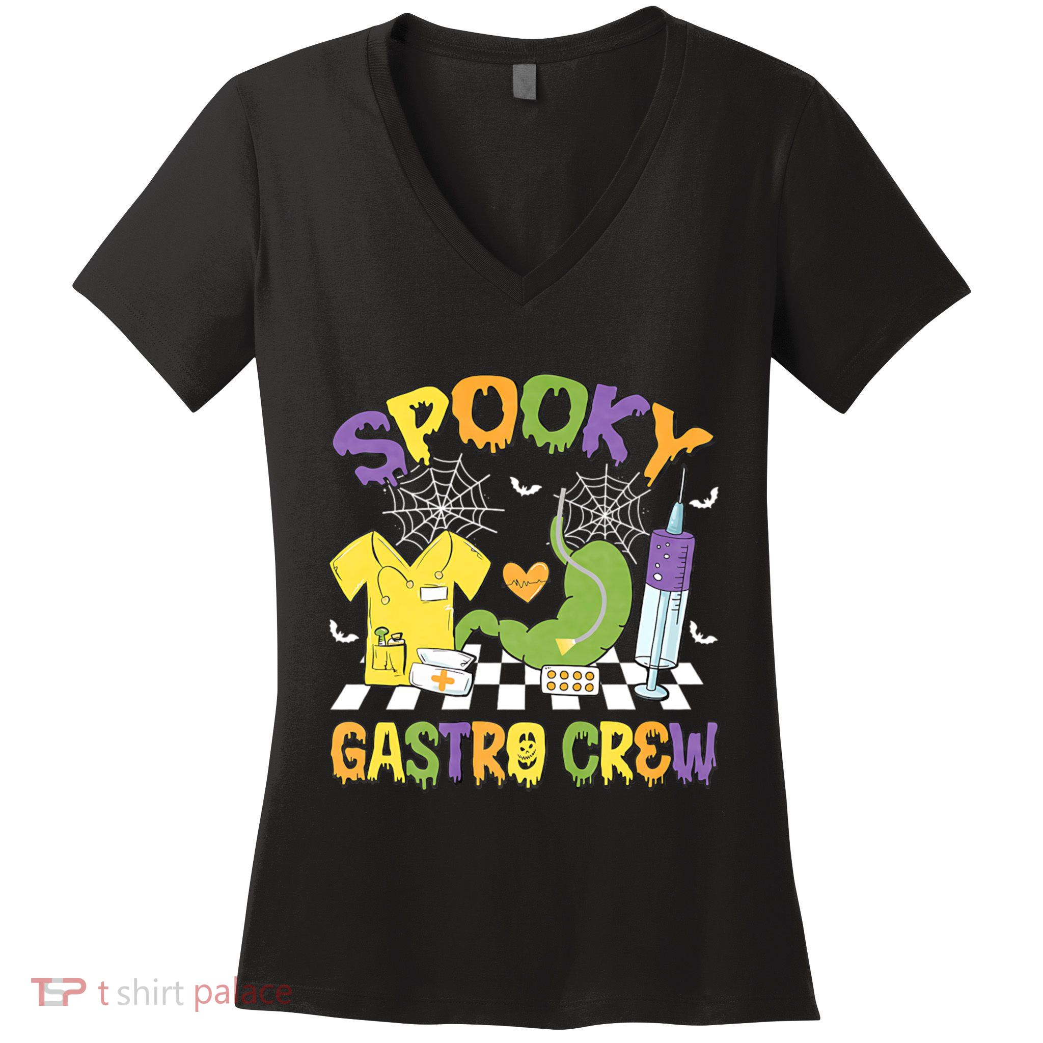 Retro Spooky Gastro Crew Gastro Nurse Halloween Costumes Women's V-Neck T-Shirt