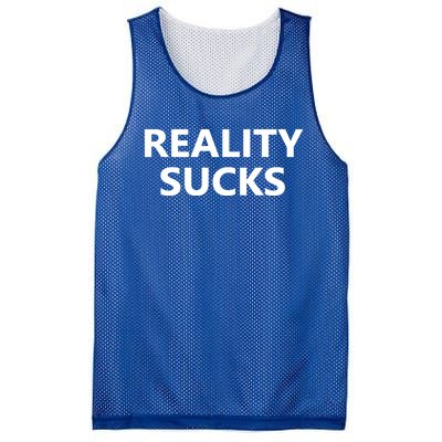 Reality Sucks Grey Letters Ironic Gift Mesh Reversible Basketball Jersey Tank