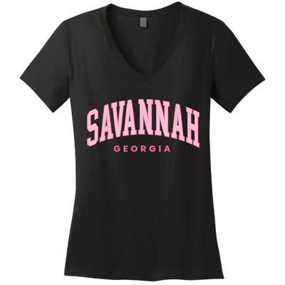 Retro Savannah Georgia Vintage Preppy Throwback Women's V-Neck T-Shirt
