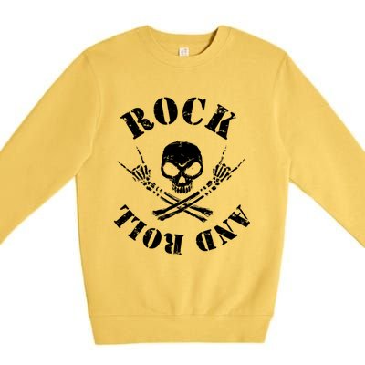 Rocker Skeleton Guitar Guy Spooky Halloween Costume Meaningful Gift Premium Crewneck Sweatshirt