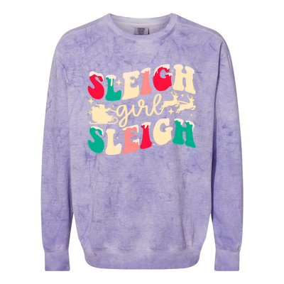 Retro Sleigh Girl Sleigh Christmas Xmas Holiday Sweatshirt Colorblast Crewneck Sweatshirt