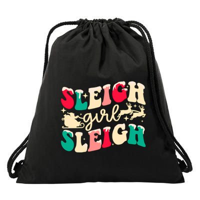 Retro Sleigh Girl Sleigh Christmas Xmas Holiday Sweatshirt Drawstring Bag
