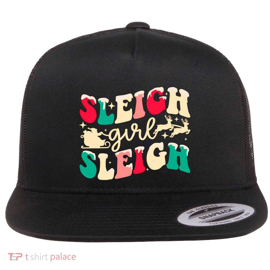 Retro Sleigh Girl Sleigh Christmas Xmas Holiday Sweatshirt Flatbill Hat