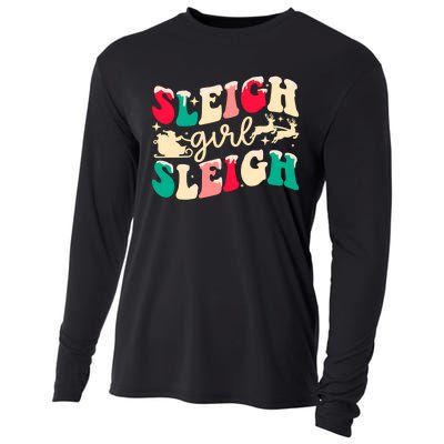 Retro Sleigh Girl Sleigh Christmas Xmas Holiday Sweatshirt Cooling Performance Long Sleeve Crew