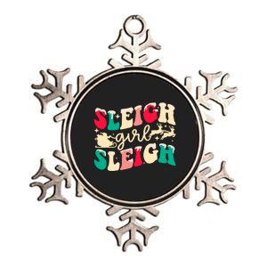 Retro Sleigh Girl Sleigh Christmas Xmas Holiday Sweatshirt Metallic Star Ornament