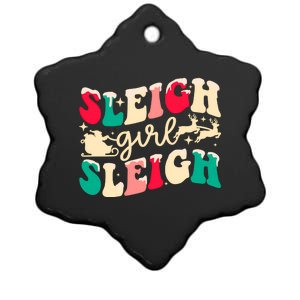 Retro Sleigh Girl Sleigh Christmas Xmas Holiday Sweatshirt Ceramic Star Ornament