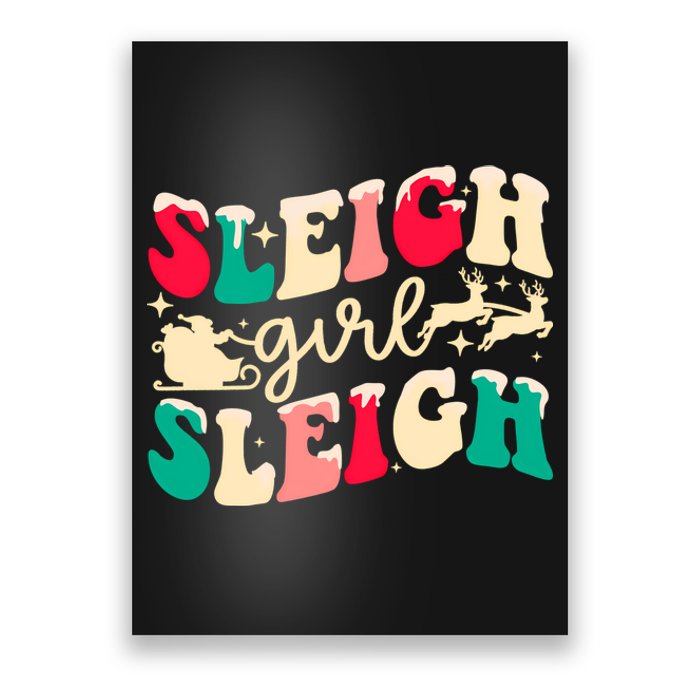 Retro Sleigh Girl Sleigh Christmas Xmas Holiday Sweatshirt Poster