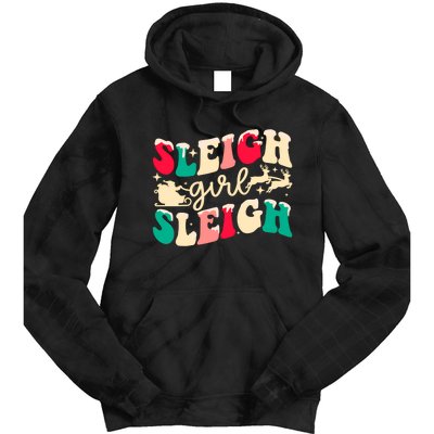 Retro Sleigh Girl Sleigh Christmas Xmas Holiday Sweatshirt Tie Dye Hoodie