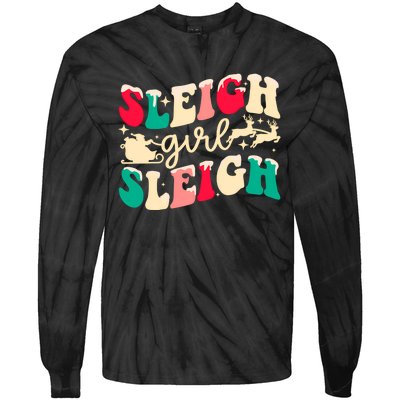 Retro Sleigh Girl Sleigh Christmas Xmas Holiday Sweatshirt Tie-Dye Long Sleeve Shirt