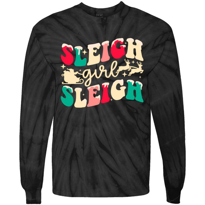 Retro Sleigh Girl Sleigh Christmas Xmas Holiday Sweatshirt Tie-Dye Long Sleeve Shirt