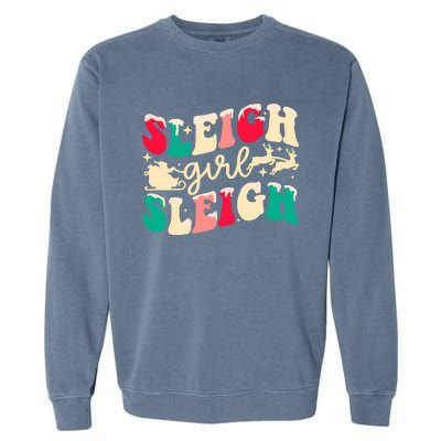 Retro Sleigh Girl Sleigh Christmas Xmas Holiday Sweatshirt Garment-Dyed Sweatshirt