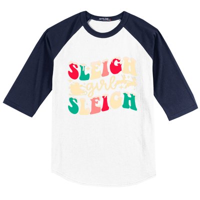 Retro Sleigh Girl Sleigh Christmas Xmas Holiday Sweatshirt Baseball Sleeve Shirt