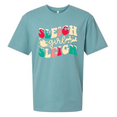 Retro Sleigh Girl Sleigh Christmas Xmas Holiday Sweatshirt Sueded Cloud Jersey T-Shirt