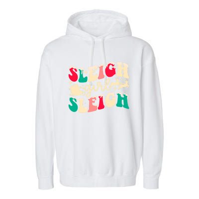 Retro Sleigh Girl Sleigh Christmas Xmas Holiday Sweatshirt Garment-Dyed Fleece Hoodie