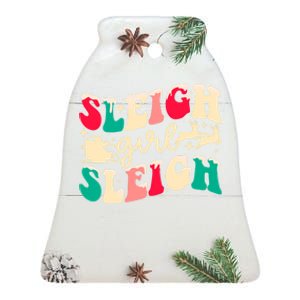 Retro Sleigh Girl Sleigh Christmas Xmas Holiday Sweatshirt Ceramic Bell Ornament