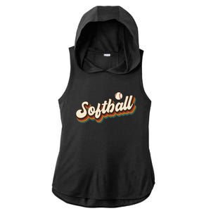 Retro Softball Graphic Softball Gift Ladies PosiCharge Tri-Blend Wicking Draft Hoodie Tank