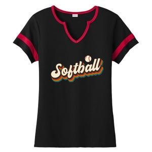 Retro Softball Graphic Softball Gift Ladies Halftime Notch Neck Tee