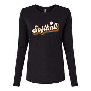 Retro Softball Graphic Softball Gift Womens Cotton Relaxed Long Sleeve T-Shirt