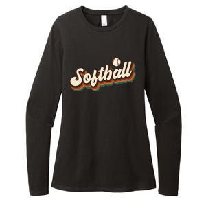 Retro Softball Graphic Softball Gift Womens CVC Long Sleeve Shirt