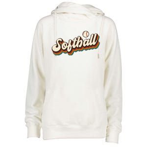 Retro Softball Graphic Softball Gift Womens Funnel Neck Pullover Hood